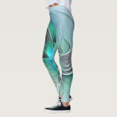 Abstract With Blue, Modern Fractal Art Leggings (Links)