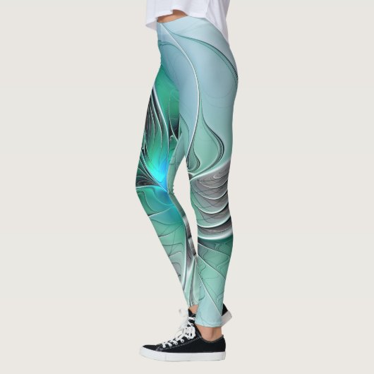 Abstract With Blue, Modern Fractal Art Leggings (Links)