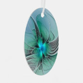 Abstract With Blue, Modern Fractal Art Metalen Ornament (Voorkant Rechts)