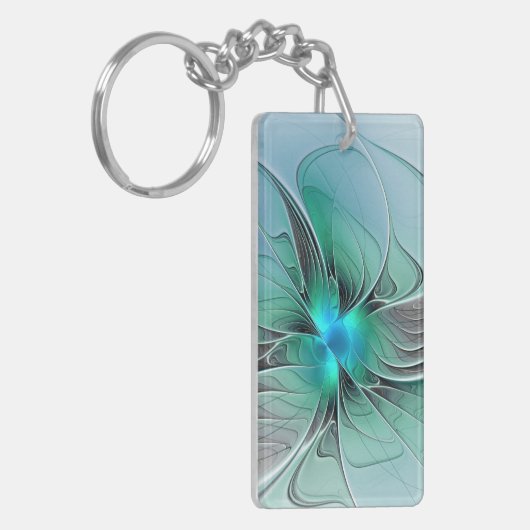 Abstract With Blue, Modern Fractal Art Sleutelhanger (Voorkant Links)