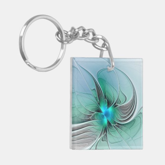 Abstract With Blue, Modern Fractal Art Sleutelhanger (Voorkant Links)