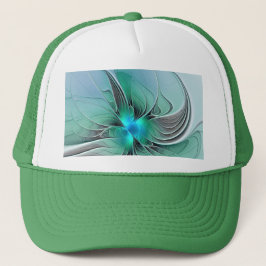 Abstract With Blue, Modern Fractal Art Trucker Pet