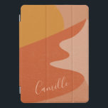 Abstract woestijngebergte landschap op maat iPad pro cover<br><div class="desc">Deze stijlvolle iPad-draagtas is voorzien van een levendige en kleurrijke illustratie van een woestijnberglandschap bij zonsondergang in verbrand sinaasappel,  terracotta en geel,  gepersonaliseerd met jouw naam.</div>