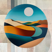 Abstract woestijnlandschap ronde button 5,7 cm