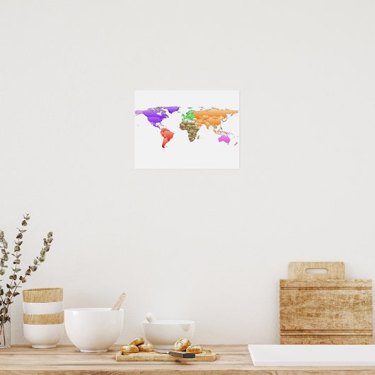 Abstract Wold Map Poster (Keuken)