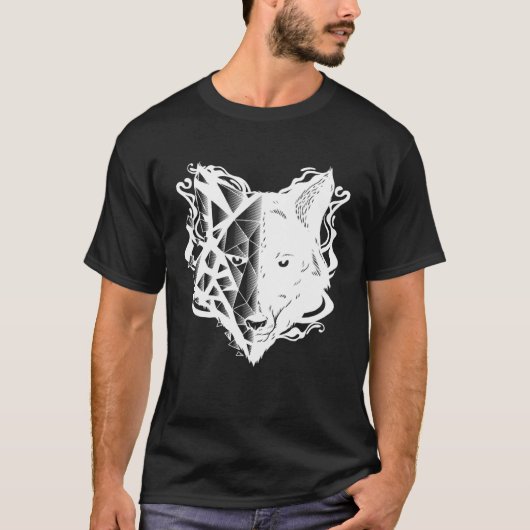 Abstract Wolf Head Geometric T-shirt (Voorkant)