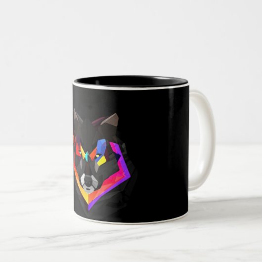 Abstract wolf mug tweekleurige koffiemok (Voorkant rechts)