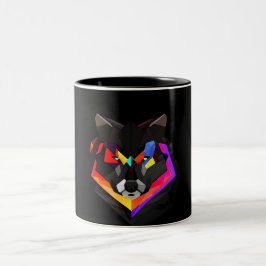 Abstract wolf mug tweekleurige koffiemok