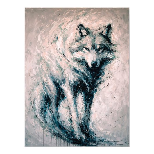 Abstract Wolf Painting Foto Afdruk (Voorkant)