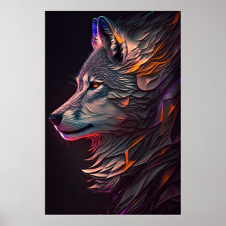 Abstract Wolf Wall Art Poster