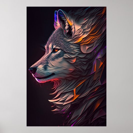 Abstract Wolf Wall Art Poster (Voorkant)
