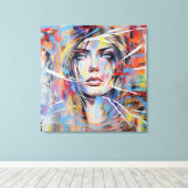 Abstract woman face 01 canvas afdruk (Insitu (Houten vloer))