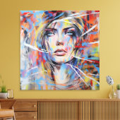 Abstract woman face 01 canvas afdruk (Insitu (Woonkamer))