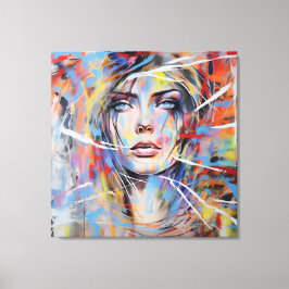 Abstract woman face 01 canvas afdruk