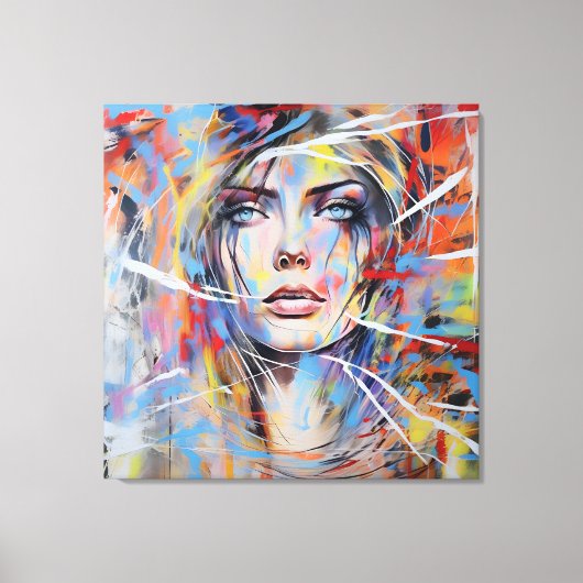 Abstract woman face 01 canvas afdruk (Voorkant)