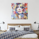 Abstract woman face 01 canvas afdruk (Insitu (Slaapkamer))