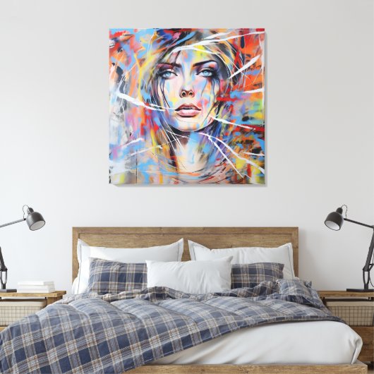 Abstract woman face 01 canvas afdruk (Insitu (Slaapkamer))