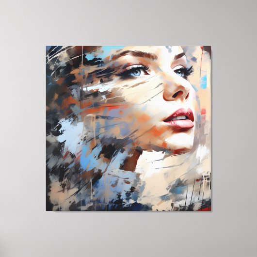 Abstract woman face 01 canvas afdruk (Voorkant)