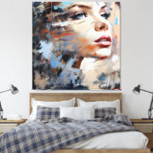 Abstract woman face 01 canvas afdruk (Insitu (Slaapkamer))