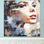 Abstract woman face 01 canvas afdruk (Insitu (Houten vloer))