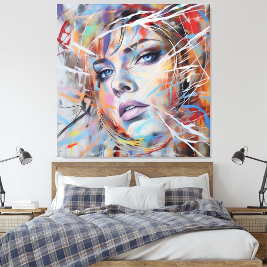 Abstract woman face 02 canvas afdruk (Insitu (Slaapkamer))