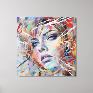 Abstract woman face 02 canvas afdruk