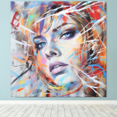 Abstract woman face 02 canvas afdruk (Insitu (Houten vloer))