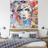 Abstract woman face 03 canvas afdruk (Insitu (Slaapkamer))