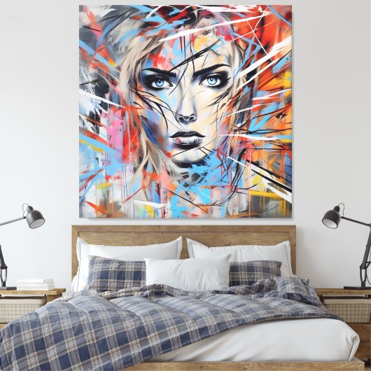Abstract woman face 03 canvas afdruk (Insitu (Slaapkamer))