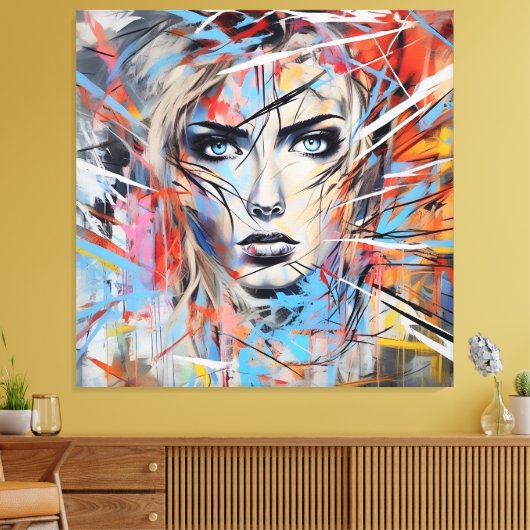 Abstract woman face 03 canvas afdruk (Insitu (Woonkamer))