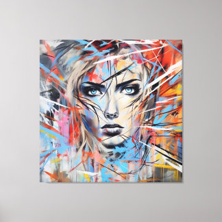 Abstract woman face 03 canvas afdruk