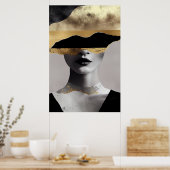Abstract Woman Gold Black Surrealist Art Elegant Poster (Keuken)