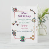 Abstract Wonderland Birthday Invitation Kaart (Staand voorkant)