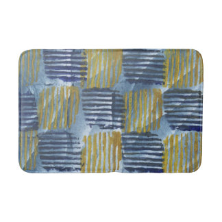 Abstract yellow and blue stripes badmat
