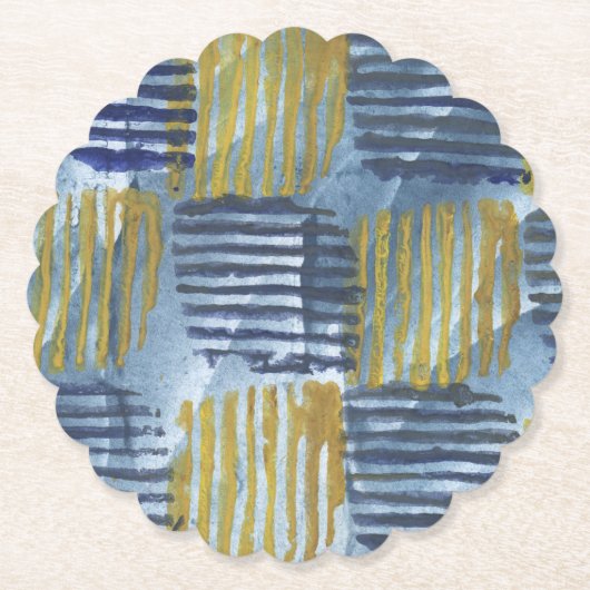 Abstract yellow and blue stripes kartonnen onderzetters (Voorkant)