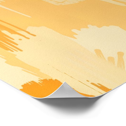 Abstract Yellow and Cream Paint Strokes  Poster (Hoek)