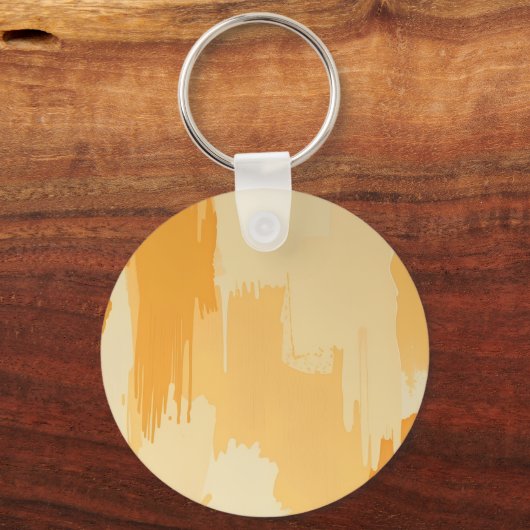 Abstract Yellow and Cream Paint Strokes Sleutelhanger (Voorkant)