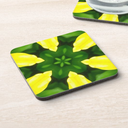 ABSTRACT YELLOW AND GREEN DRAWING. SAMER BRASIL. 3 BIER ONDERZETTER (Linkerzijde)