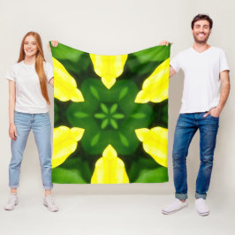 ABSTRACT YELLOW AND GREEN DRAWING. SAMER BRASIL. 3 FLEECE DEKEN