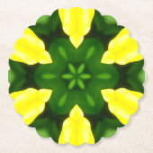 ABSTRACT YELLOW AND GREEN DRAWING. SAMER BRASIL. 3 KARTONNEN ONDERZETTERS (Voorkant)