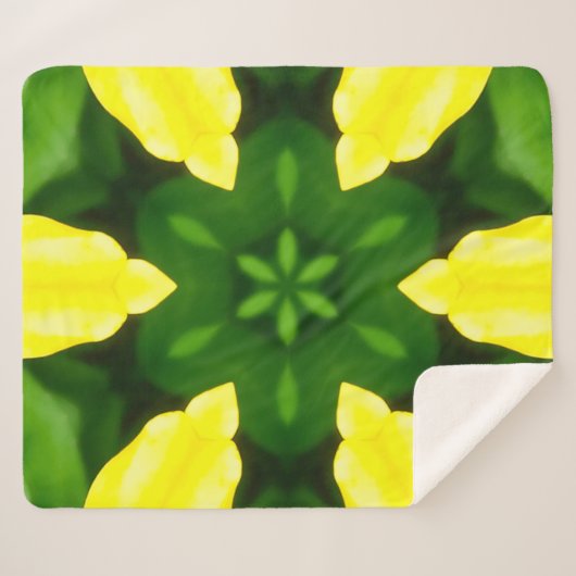 ABSTRACT YELLOW AND GREEN DRAWING. SAMER BRASIL. 3 SHERPA DEKEN (Voorkant (horizontaal))