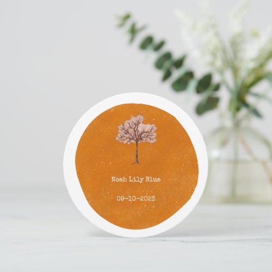 Abstract Yellow Circle Shape Pink Tree Card Kaart (Staand voorkant)