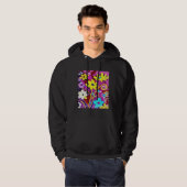Abstract Yellow Flowers On Viva Magenta Hoodie (Voorkant volledig)
