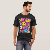 Abstract Yellow Flowers On Viva Magenta T-shirt (Voorkant volledig)