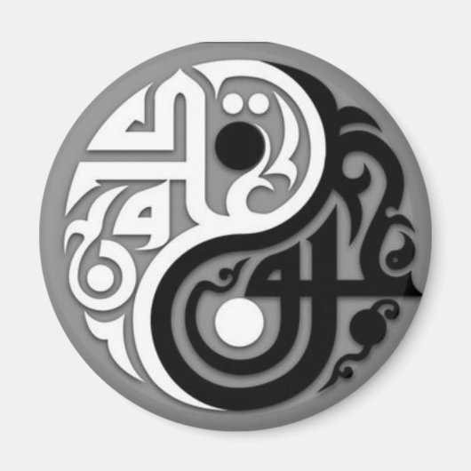 Abstract Yen Yang Locker-, koelkast- of bestandska Magneet (Voorkant)