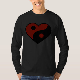 ABSTRACT YIN YANG BLACK AND DARK RED PEACE SYMBOL T-SHIRT