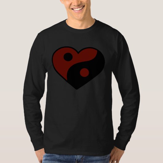 ABSTRACT YIN YANG BLACK AND DARK RED PEACE SYMBOL T-SHIRT (Voorkant)