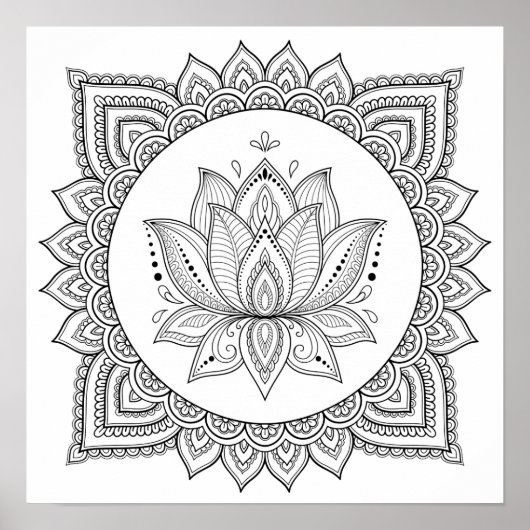 Abstract yin yang mandala Poster voor het kleuren  (Voorkant)