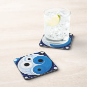 Abstract Yin Yang: Modernist Blauw & Wit Bier Onderzetter (Rechterzijde)