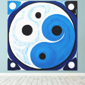 Abstract Yin Yang: Modernist Blauw & Wit Canvas Afdruk (Insitu (Houten vloer))